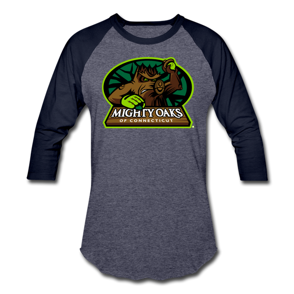 Mighty Oaks of Connecticut Unisex Baseball T-Shirt - heather blue/navy
