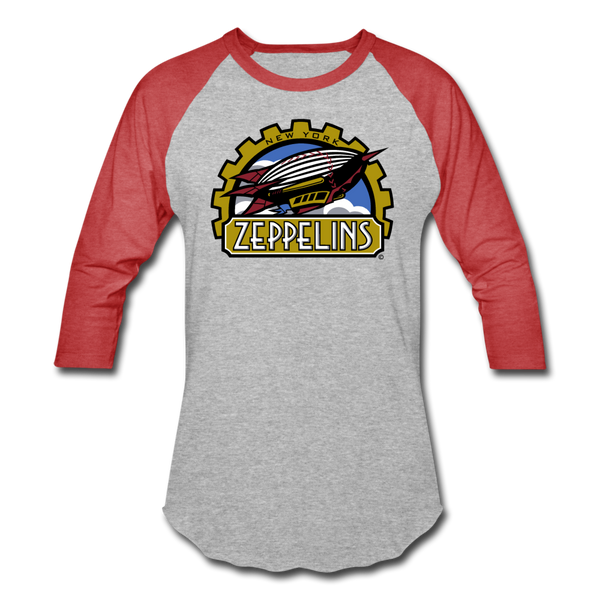 New York Zeppelins Unisex Baseball T-Shirt - heather gray/red