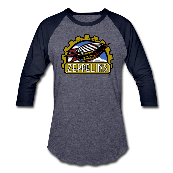 New York Zeppelins Unisex Baseball T-Shirt - heather blue/navy