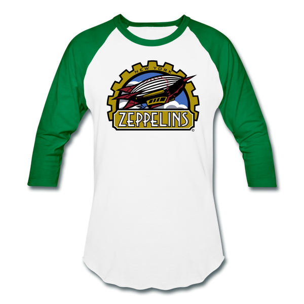 New York Zeppelins Unisex Baseball T-Shirt - white/kelly green