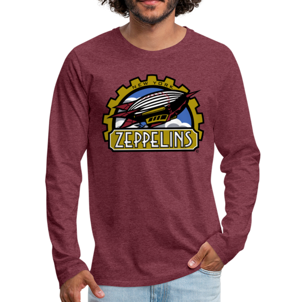 New York Zeppelins Men's Long Sleeve T-Shirt - heather burgundy