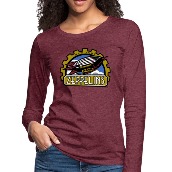 New York Zeppelins Women's Long Sleeve T-Shirt - heather burgundy