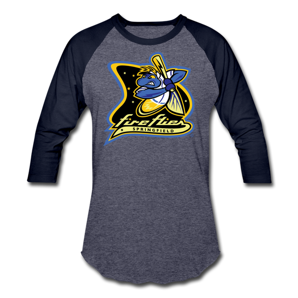 Springfield Fireflies Unisex Baseball T-Shirt - heather blue/navy
