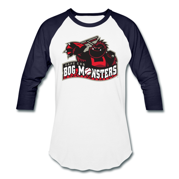 Cape Cod Bog Monsters Unisex Baseball T-Shirt - white/navy