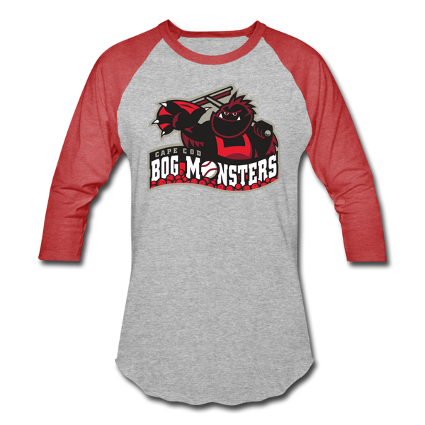 Cape Cod Bog Monsters Unisex Baseball T-Shirt - heather gray/red