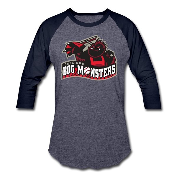 Cape Cod Bog Monsters Unisex Baseball T-Shirt - heather blue/navy