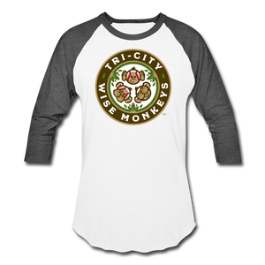 Tri-City Wise Monkeys Unisex Baseball T-Shirt - white/charcoal