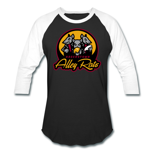 Hagerstown Alley Rats Unisex Baseball T-Shirt (For Bowlers!) - black/white