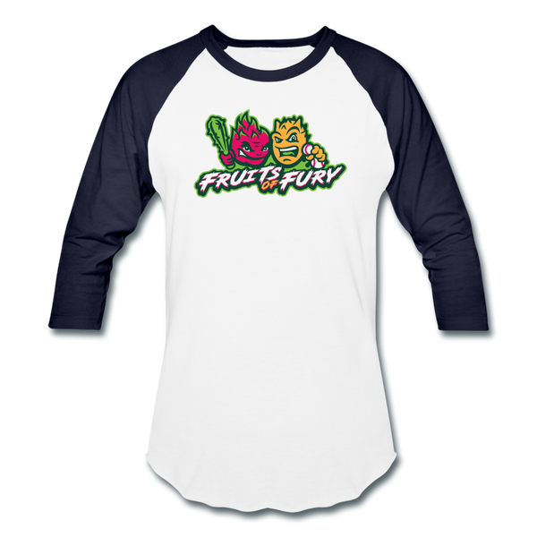 Fruits of Fury Unisex Baseball T-Shirt - white/navy