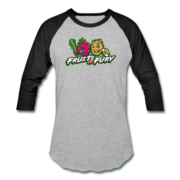 Fruits of Fury Unisex Baseball T-Shirt - heather gray/black