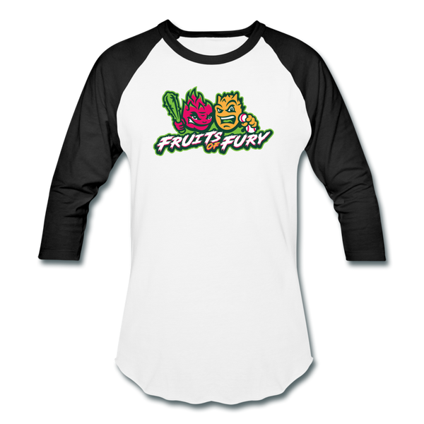 Fruits of Fury Unisex Baseball T-Shirt - white/black