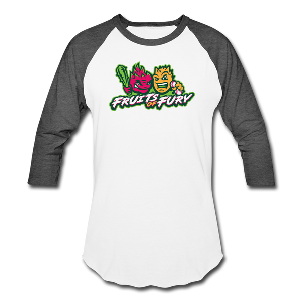 Fruits of Fury Unisex Baseball T-Shirt - white/charcoal